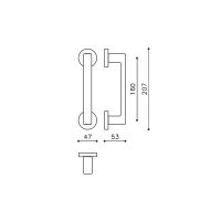 Ручка-скоба Olivari Planet L195R. Длина 207 мм. схема