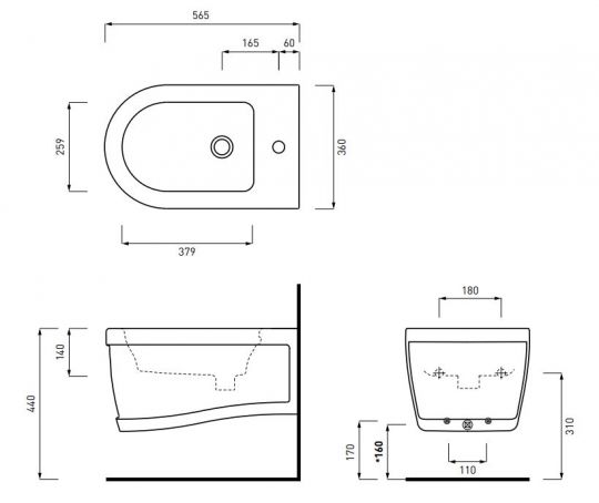 Подвесное биде Cielo Opera OPBST схема 1