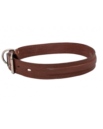 Ошейник кожаный Элита с тройной рельефной полосой в обрезку