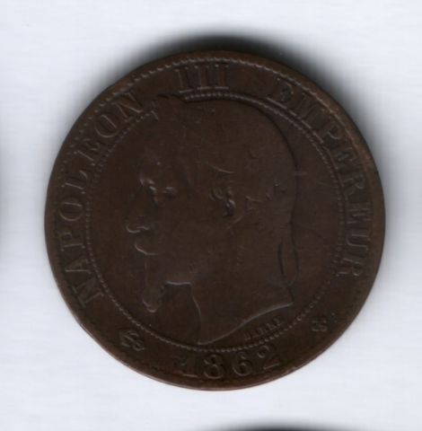 5 сантимов 1862 года BB Франция