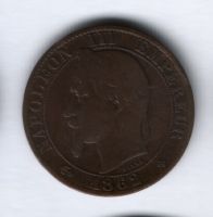 5 сантимов 1862 года BB Франция