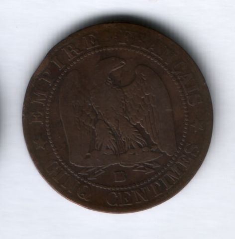 5 сантимов 1862 года BB Франция