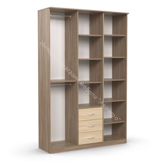 Шкаф "Дуэт Люкс" комбинированный с 3-мя ящиками с зеркалом