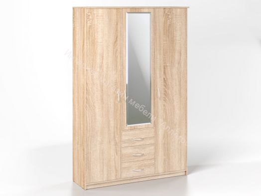 Шкаф "Дуэт Люкс" комбинированный с 3-мя ящиками с зеркалом