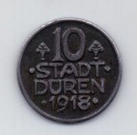 10 пфеннигов 1918 года AUNC Дюрен. Германия