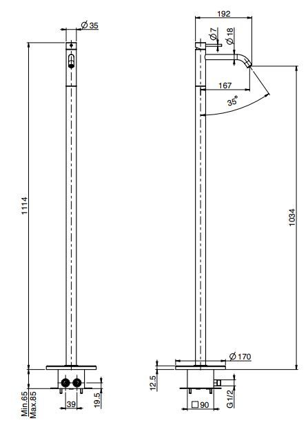 Fima carlo frattini Spillo Tech смеситель для раковины F3031/PG схема 1