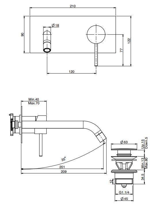 Fima carlo frattini Spillo Tech смеситель для раковины F3051LX5G ФОТО