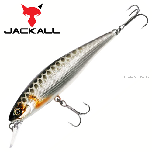 Воблер Jackall Squad Minnow 80 мм / 9,7 гр / Заглубление: 0,8 - 1,2 м / цвет: hl silver & black