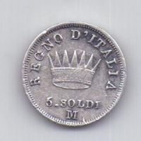 5 сольди 1813 года AUNC Наполеон I Италия Франция