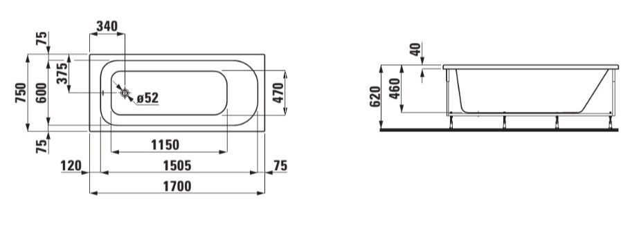 Laufen Laufen Solutions 2.2350. ванна 170 см 75 см ФОТО