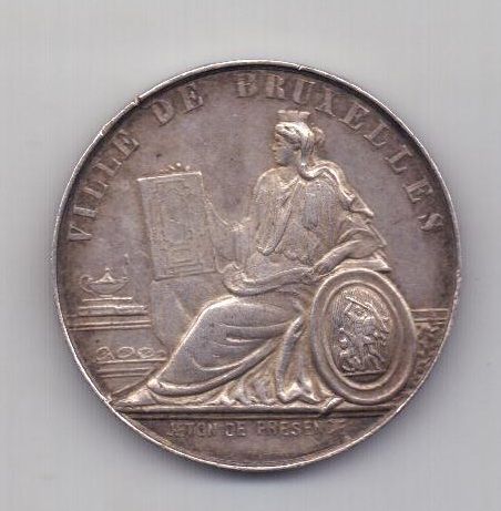 медаль 1873 года AUNC Брюссель Бельгия