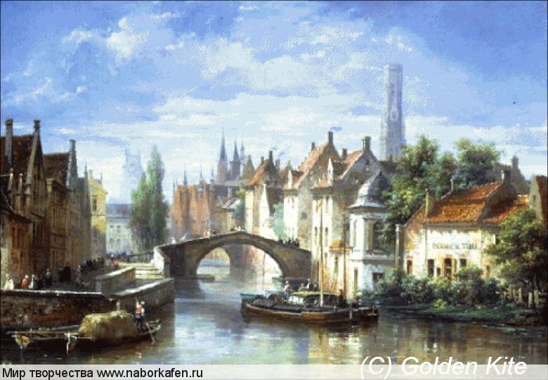 1090. Barges on the Canal in Bruges