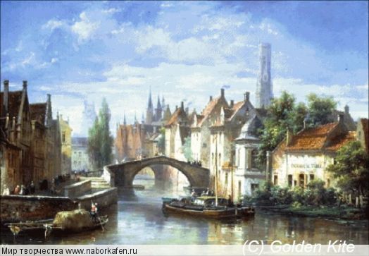 1090. Barges on the Canal in Bruges