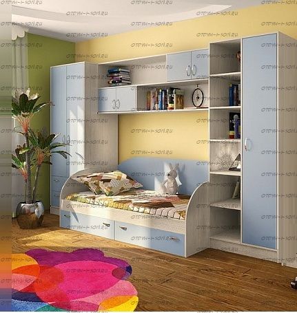 Детская стенка Фанки Кидз-17 СВ (343,3х85(52)х200)