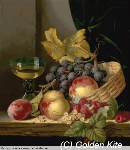 1409 A Basket of Peaches and Grapes (small)