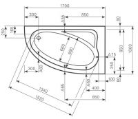 Ванна Mauersberger 1217000201 Aspera 170x100 схема 1