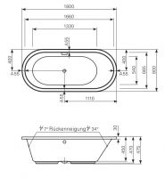 Ванна Mauersberger 1318000601 Crispa 180x80 схема 1