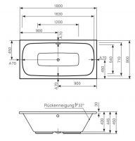 Ванна Mauersberger 1018001001 Nivalis 180x90 схема 1