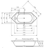 Ванна Mauersberger 1121000101 Ovata 210x90 схема 1