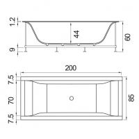 Ванна Hafro Rio 700 2RIB9N 200х85 схема 1