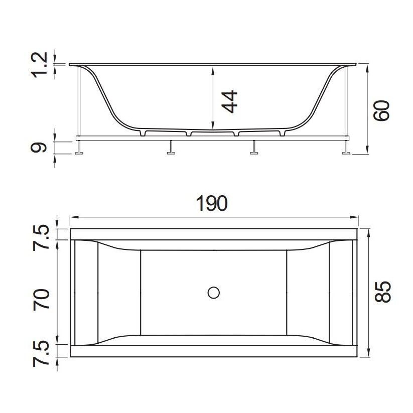 Ванна Hafro Rio 700 2RIB8N 190х85 схема 1