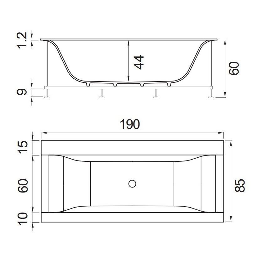 Ванна Hafro Rio 600 2RIB5N 190х85 схема 1