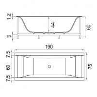 Ванна Hafro Rio 600 2RIA8N 190х75 схема 1