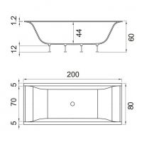 Ванна Hafro Rio 700 2RIA6N2 200х80 схема 1