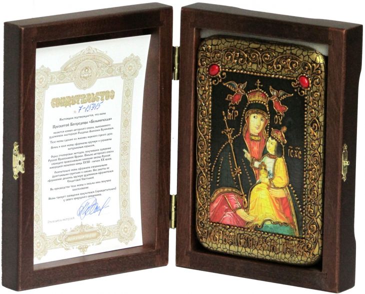 Настольная икона Божией Матери «Белыничская» на мореном дубе