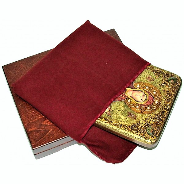 Инкрустированная подарочная икона Образ Божией Матери «Покров» (15*20 см, Россия) на натуральном мореном дубе, в подарочной коробке