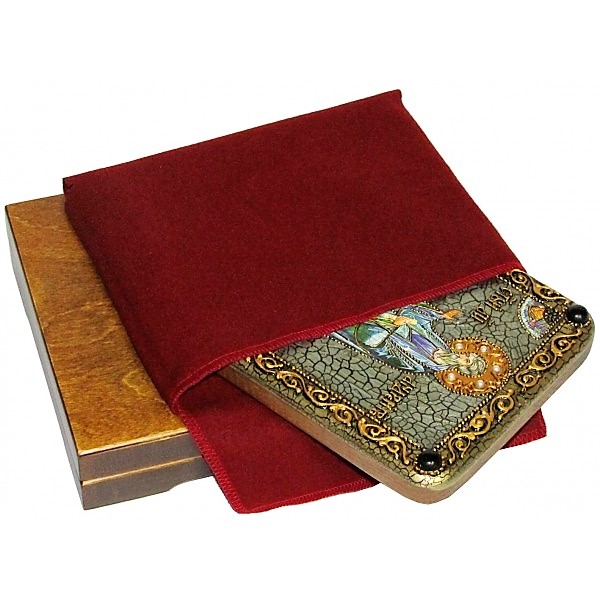 Инкрустированная подарочная икона Святой апостол Андрей Первозванный (15*20 см, Россия) на натуральном мореном дубе в подарочной коробке