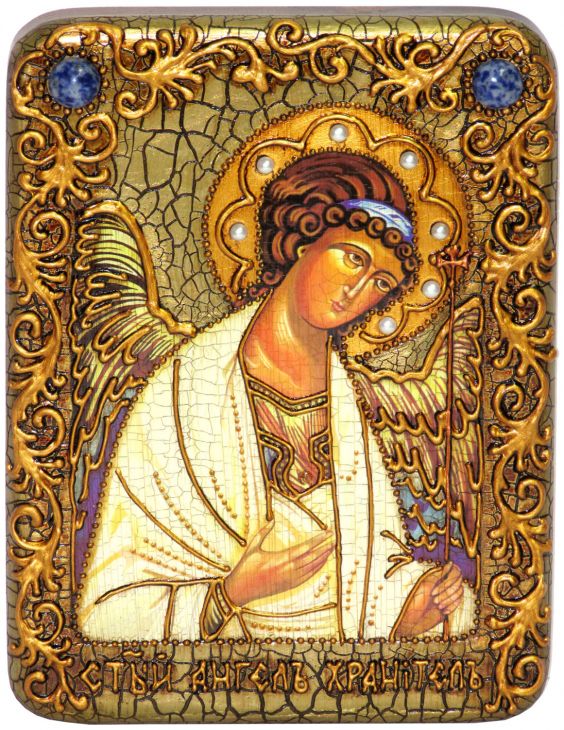 Подарочная икона "Ангел Хранитель" на мореном дубе (15*20 см, Россия)