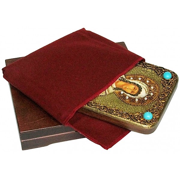 Инкрустированная икона Святая мученица Алла Готфская (15*20 см, Россия) на натуральном мореном дубе, в подарочной коробке