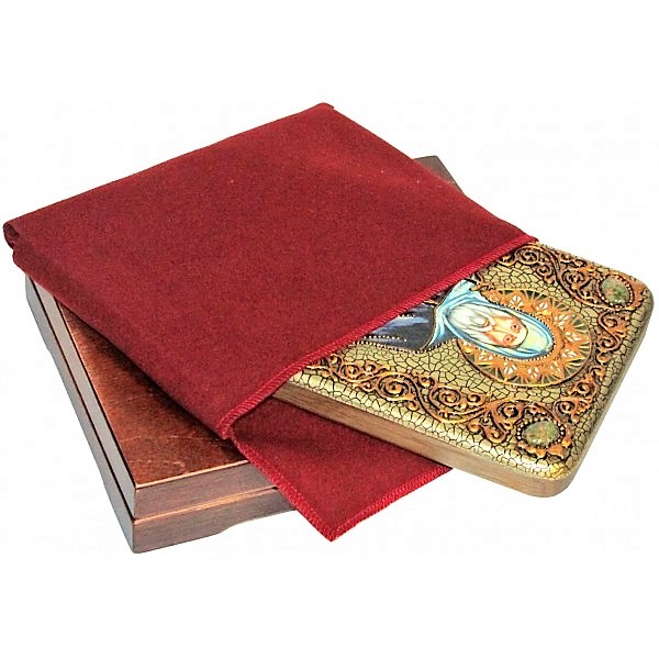 Инкрустированная подарочная икона Преподобный Антоний Великий (15*20 см, Россия) на натуральном мореном дубе, в подарочной коробке