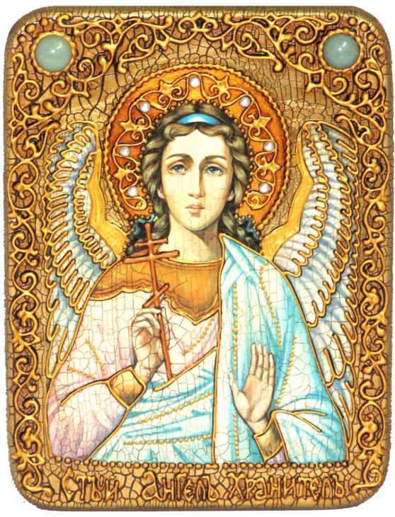 Подарочная икона "Ангел Хранитель" на мореном дубе (15*20 см, Россия)