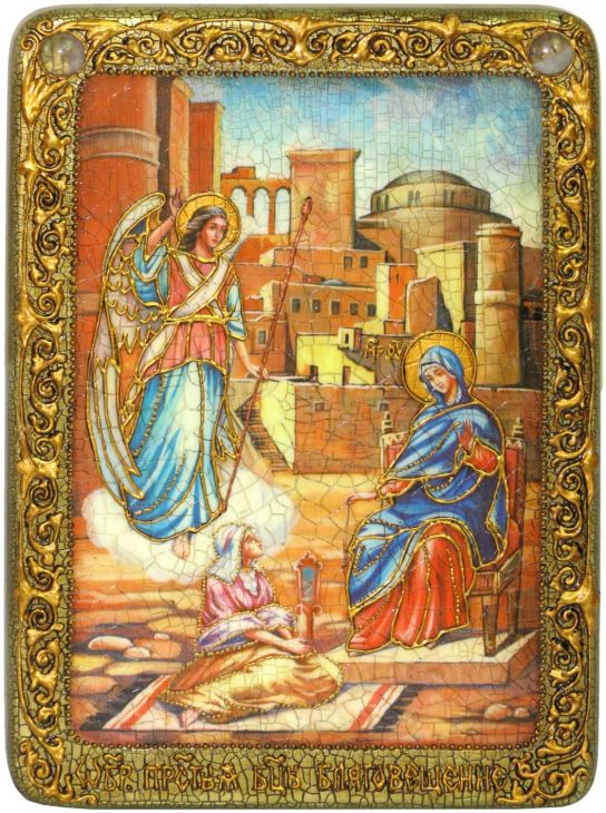 Подарочная икона "Благовещение Пресвятой Богородицы" на мореном дубе