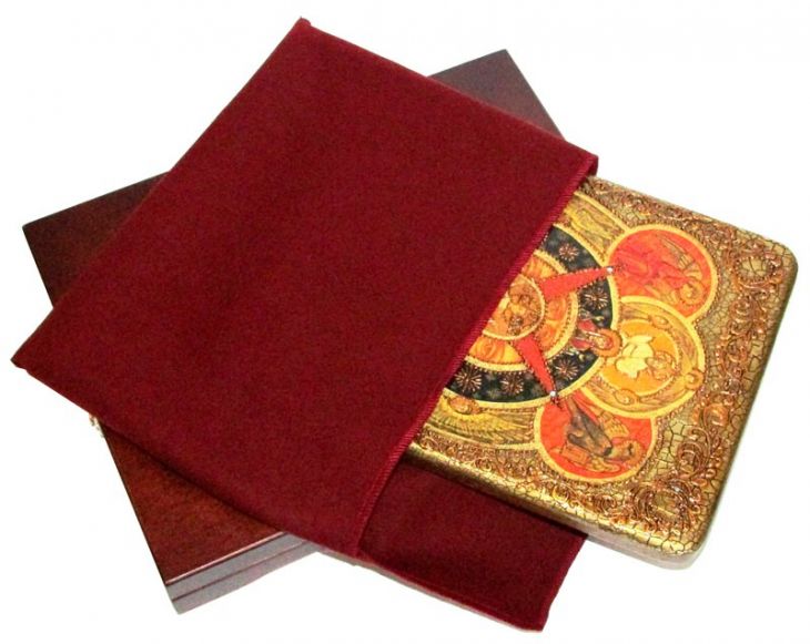 Инкрустированная аналойная икона Всевидящее Око Божие (21*29 см, Россия) на натуральном мореном дубе в подарочной коробке