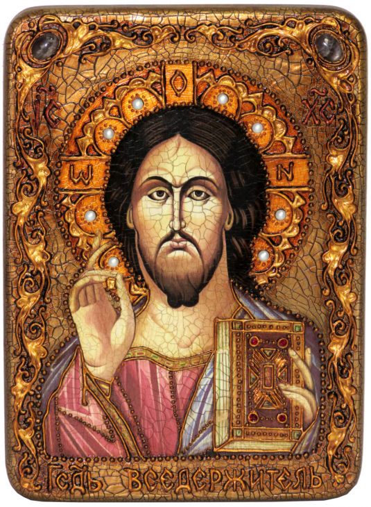 Подарочная икона "Господь Вседержитель" на мореном дубе