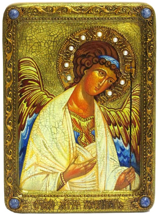 Живописная икона "Ангел Хранитель" на кипарисе Живописная икона "Ангел Хранитель" на кипарисе