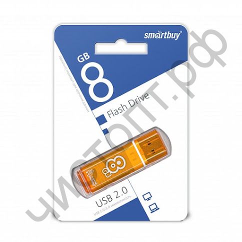 флэш-карта Smartbuy 8GB Glossy series Orange оранжев