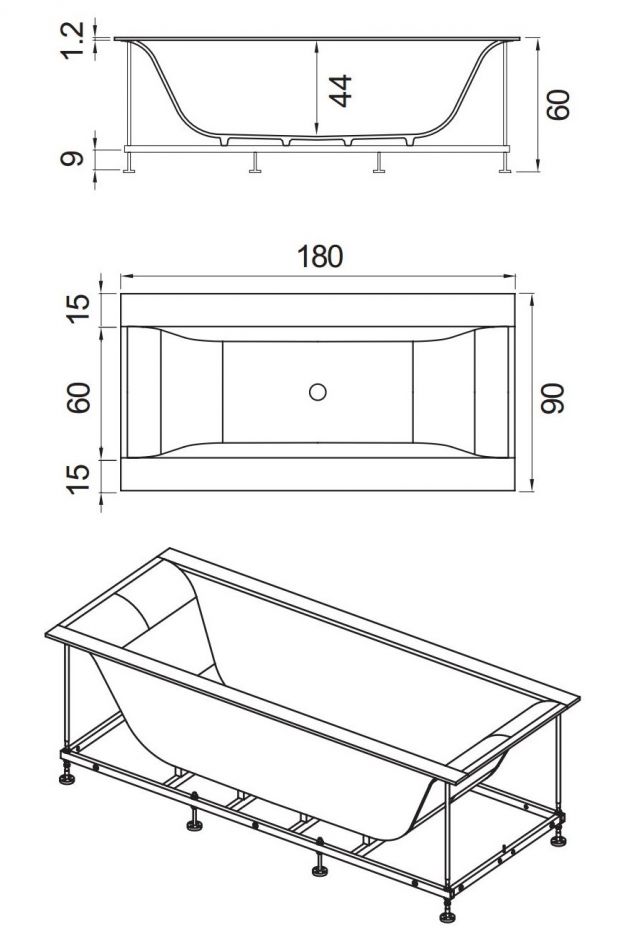 Ванна Hafro Rio 600 2RIB6N 180x90 ФОТО