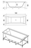 Ванна Hafro Rio 600 2RIB6N 180x90 схема 1