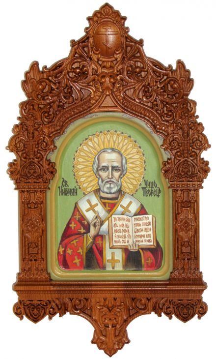Рукописная икона "Святитель Николай, архиепископ Мир Ликийский (Мирликийский), чудотворец" на кипарисе Рукописная икона "Святитель Николай, архиепископ Мир Ликийский (Мирликийский), чудотворец" на кипарисе