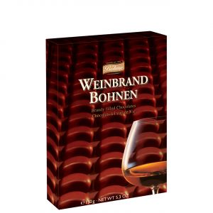 Конфеты шоколадные с алкогольной начинкой Бренди Halloren Weinbrand Bohnen - 150 г (Германия)