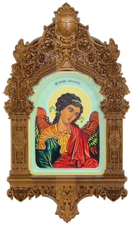 Рукописная икона "Ангел Хранитель" на кипарисе