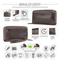 Мужской клатч с двумя отделениями BRIALDI Gent (Гент) relief brown