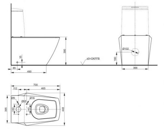 TOTO унитаз Jewelhex CW680PB схема 2