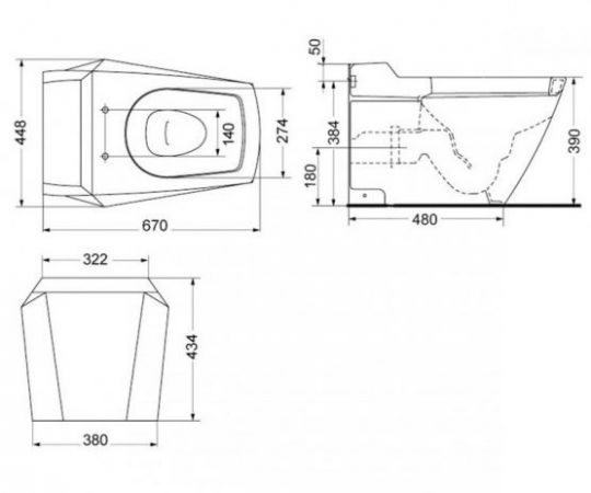 TOTO унитаз Jewelhex CW681PB схема 1