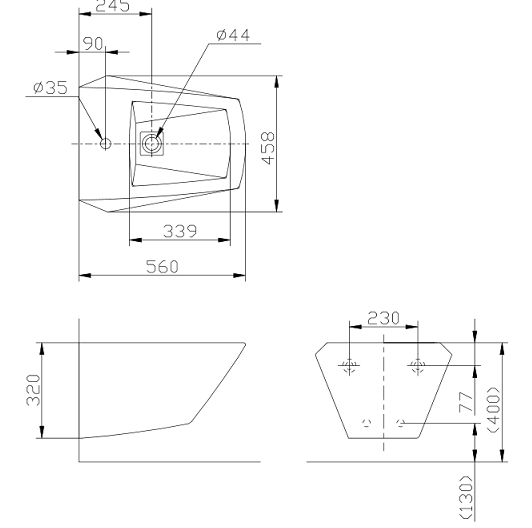 TOTO биде подвесное Jewelhex BT682V1 схема 2