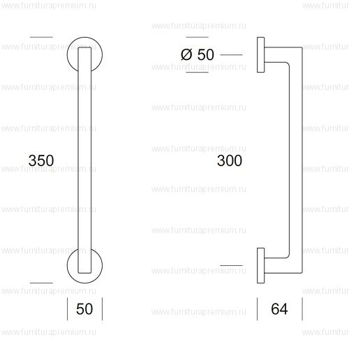 Ручка-скоба Salice Paolo Unit 6204. Длина 350 мм.